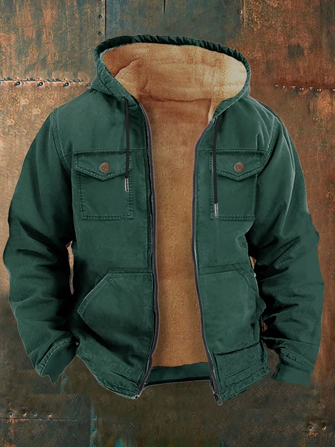 Sherpa Lined Hooded Jacket – Warm Utility Zip-Up Winter Coat
