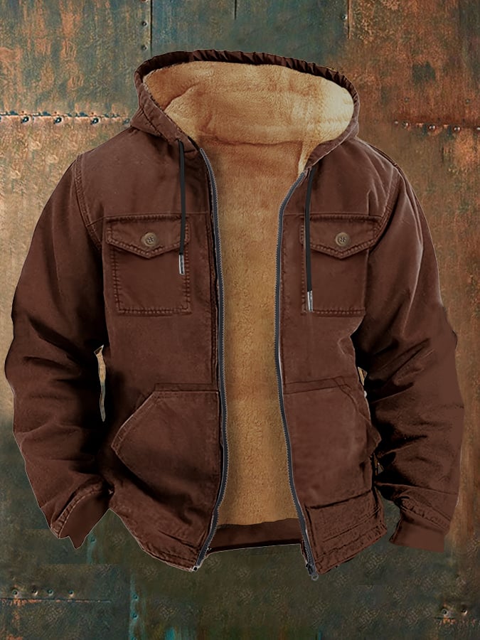 Sherpa Lined Hooded Jacket – Warm Utility Zip-Up Winter Coat