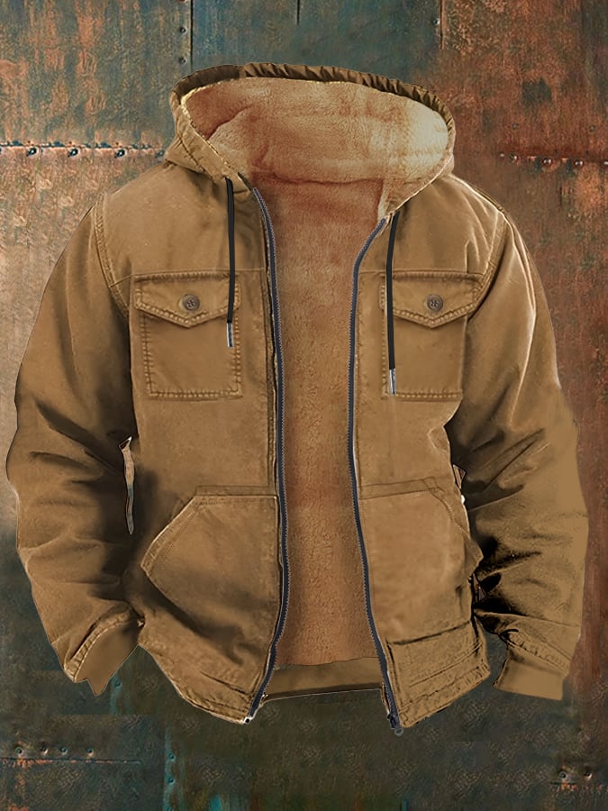 Sherpa Lined Hooded Jacket – Warm Utility Zip-Up Winter Coat