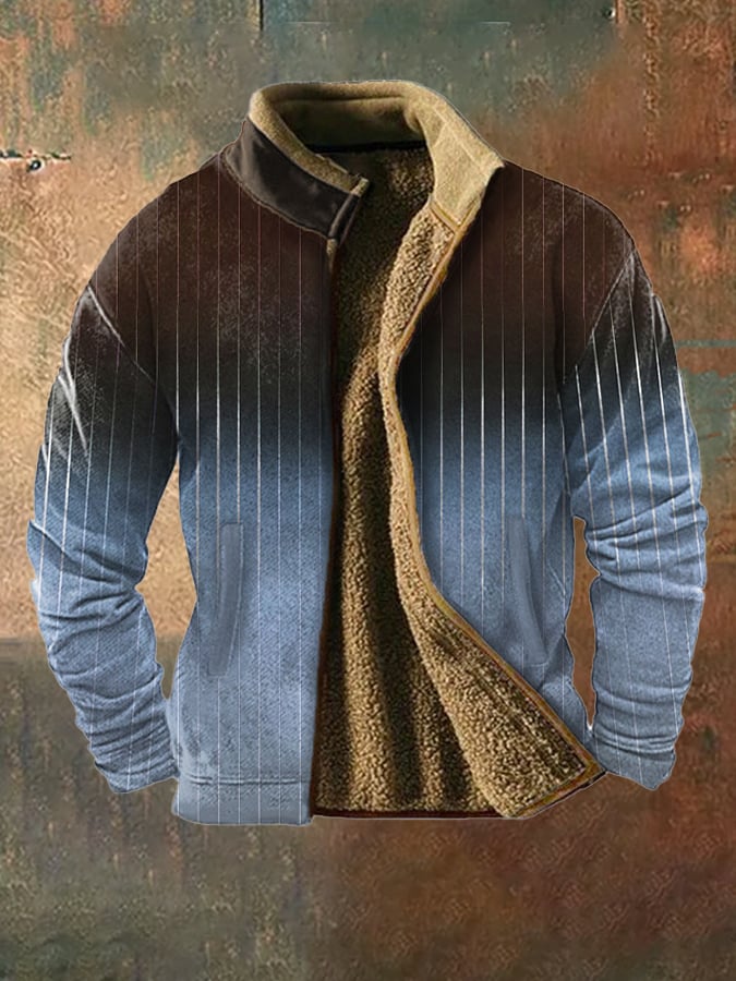 Sherpa Lined Zip Jacket – Pinstripe Casual Winter Coat