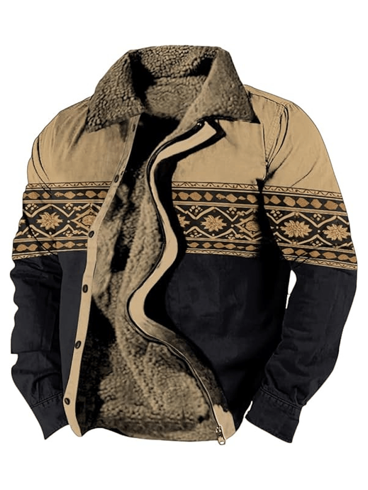 Sherpa Lined Tribal Jacket – Warm Button-Up Winter Coat